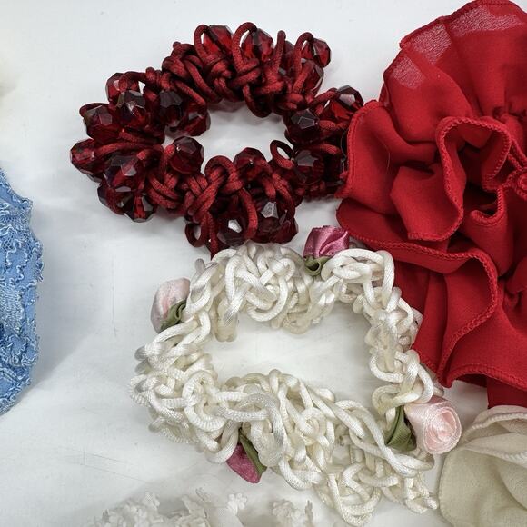 Lot 27 Pc VTG 90s - Modern Hair Scrunchies Headbands Oversized Lace Chiffon‎